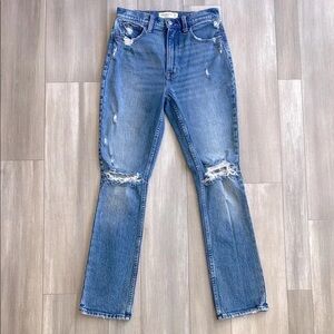 Abercrombie & Fitch High Rise Blue Distressed Jeans